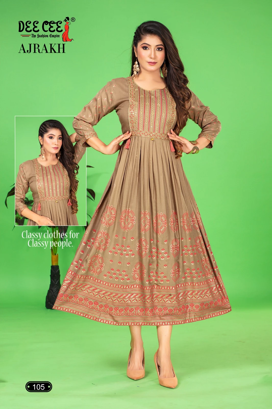 Deecee Ajrakh Rayon Plain Wholesale Anarkali Kurtis Catalog — Wholesale Anarkali Kurti, MPA wholesale from Surat — view 5